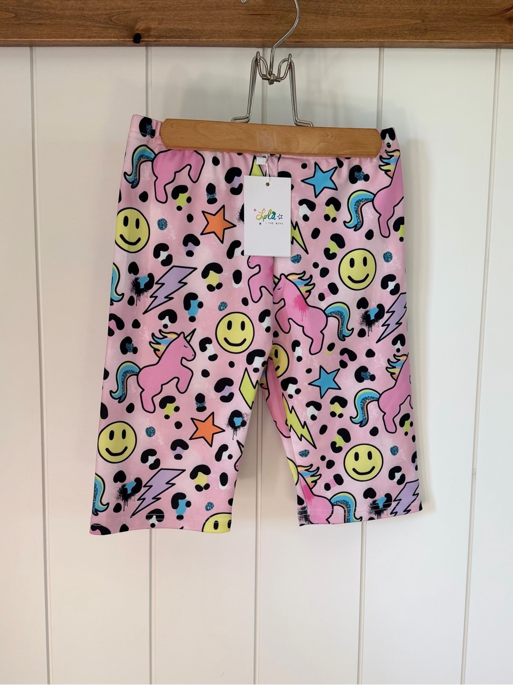 Lola + The Boys Pink Unicorn & Smiley Face Shorts